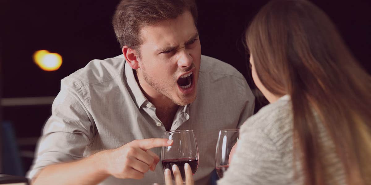 couple meet, angry man